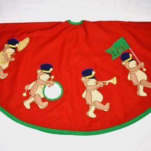Hand Crafted Vintage Teddy Marching Band Christmas Tree Skirt 44"
